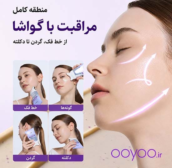 نقاط قابل استفاده کرم گواشا آنوا روی صورت گردن و خط فک